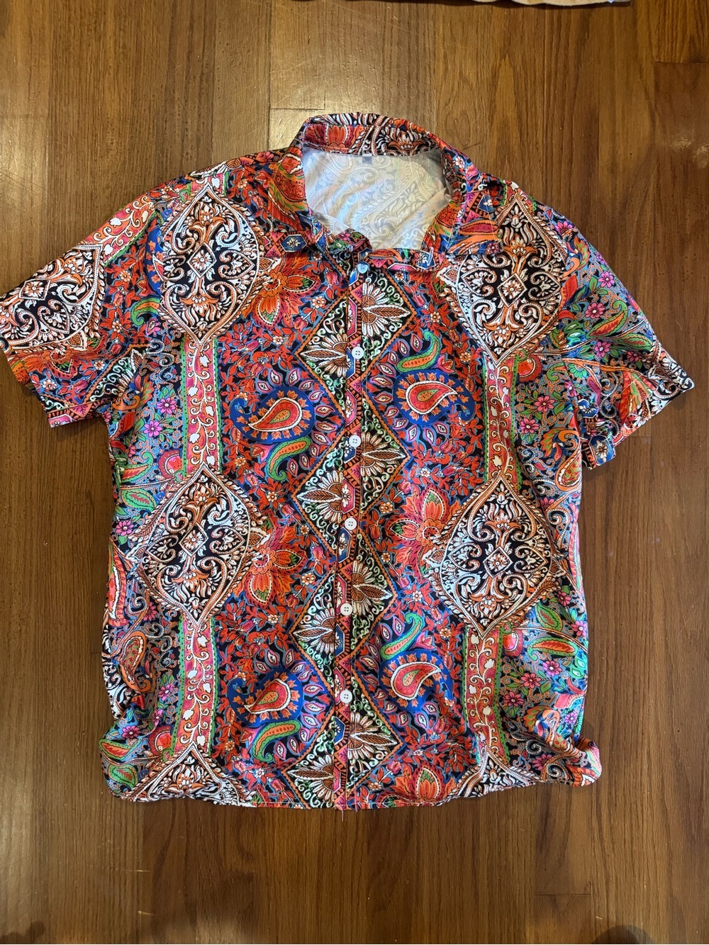 Men's Multicolor Paisley Short Sleeve Button-Down Shirt
